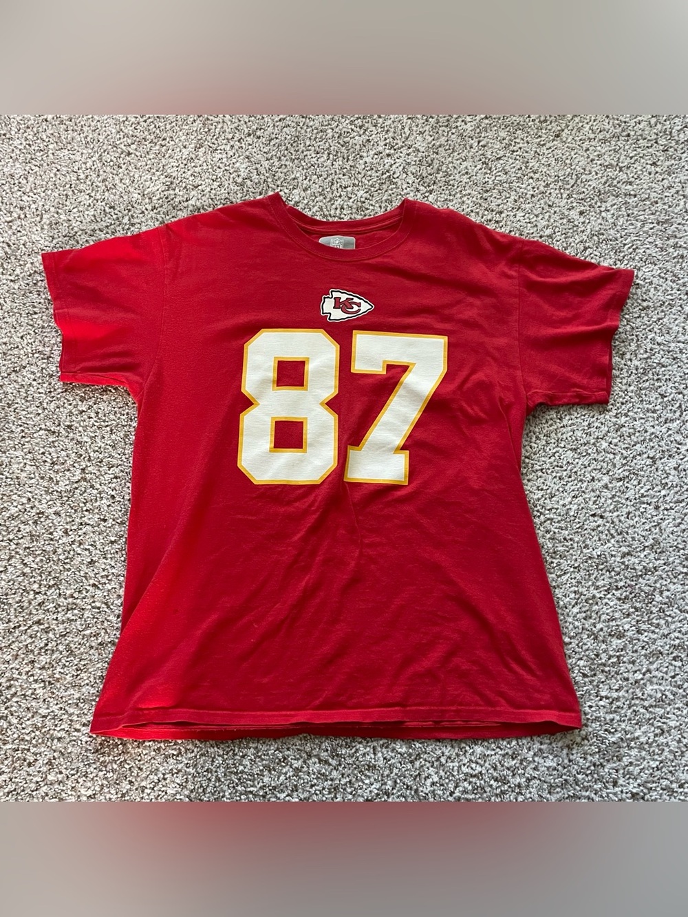 Nike Travis Kelce 87 Kansas City Chiefs Red Tee Shirt Large Gameday NFL